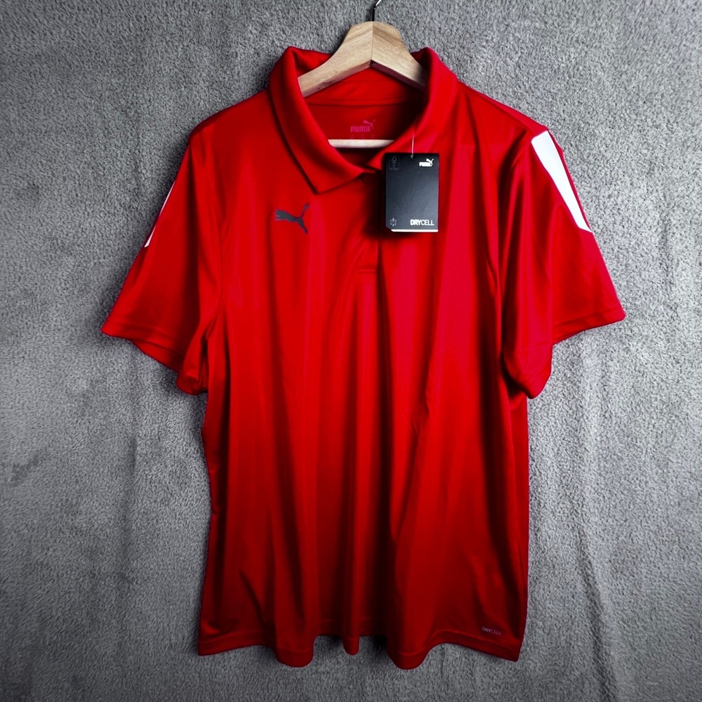 Puma Mens Polo‎ Shirt  XXL DryCell Performance Red White New With Tags